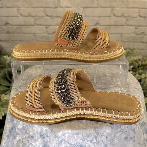 Crown Vintage Miyan Marigold Embellished 2-Band Espadrille Sandals WMS 6M💛NWOT - Picture 5 of 8